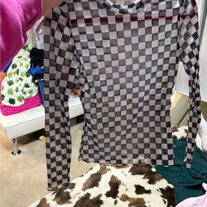 Checkered Black and Gray Women's undershirt